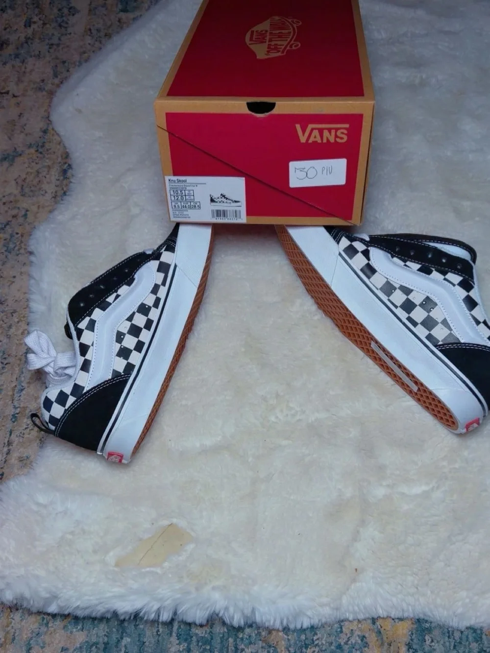 Vans Black & White Checkerboard Knu Skool Low-Top Sneakers